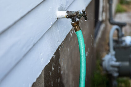 Outdoor hose faucet leaking.