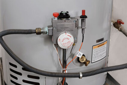 Thermostat on a tank water heater.