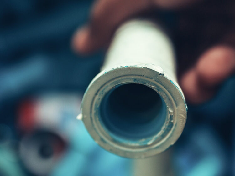 Closeup of a plumbing pipe that has been relined.