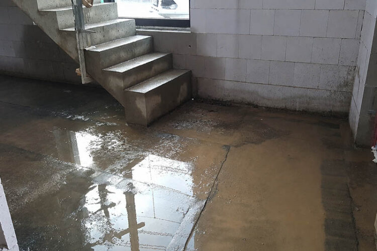 Flooded basement in a home.