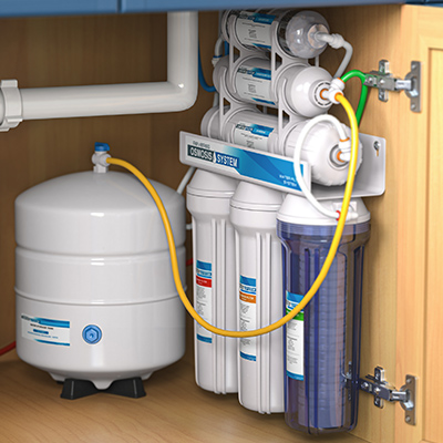 Under-sink reverse osmosis system.