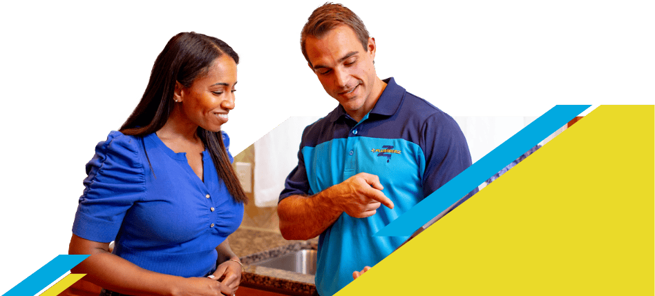 Z PLUMBERZ of Central Long Island technician talking to a customer