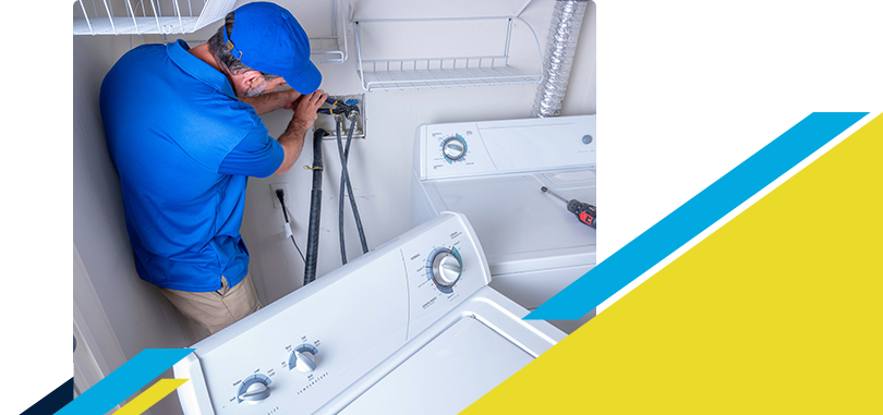 Z PLUMBERZ of Central Long Island technician adjusting washing machine water intake