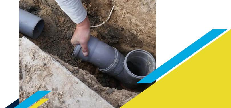 Z PLUMBERZ of Central Long Island technician istalling a new sewer pipe